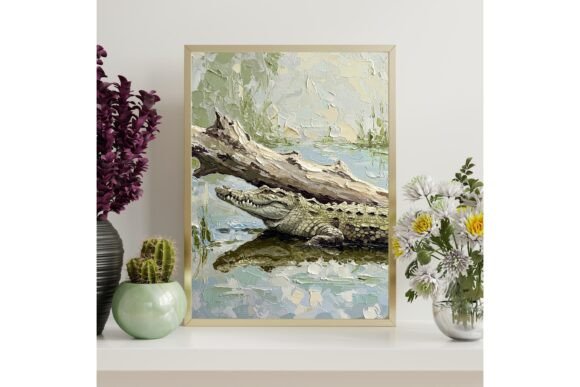 Download Crocodile Oil Painting Printable Wall - Painting Collection