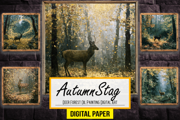 Download Deer Forest Oil Painting Digital Artwork - Painting Collection