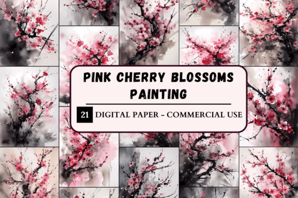 Download Pink Cherry Blossoms Digital Painting - Painting Collection