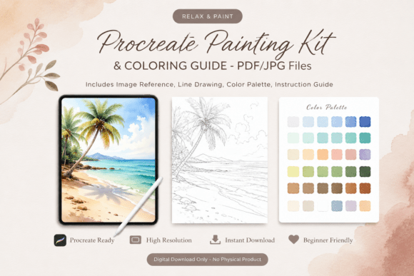 Download Tropical Beach Procreate Painting Kit - Painting Collection