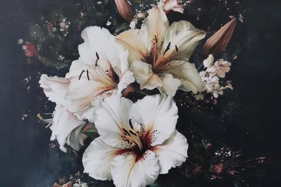 Download White Lily Oil Painting - Painting Collection
